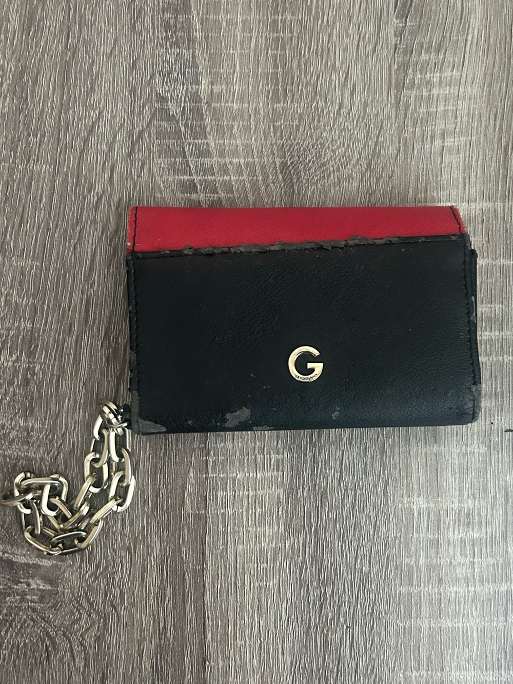 Vintage Guess Black & Red Chain Wallet